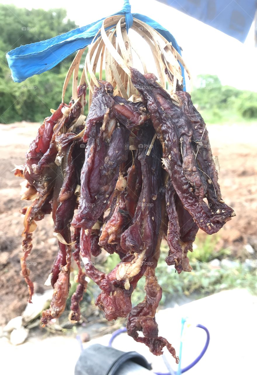 Dried meat with sunlight 