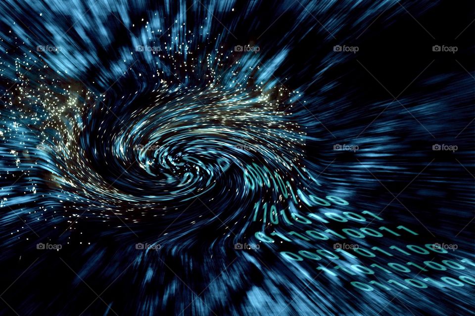 Abstract background concept of modern technology, binary code, internet communications and network data