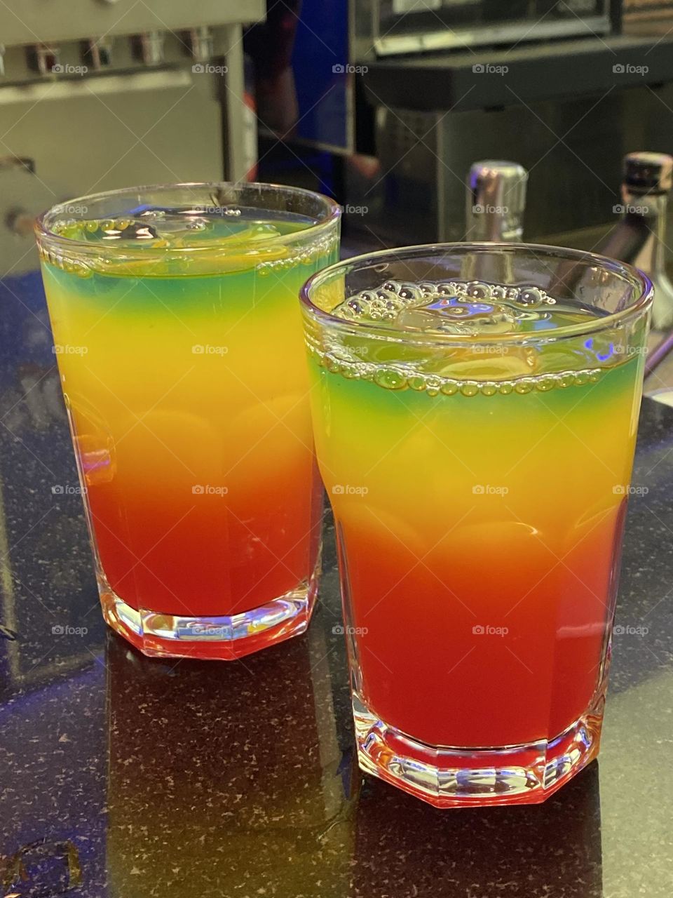 Colourful cocktail glasses 
