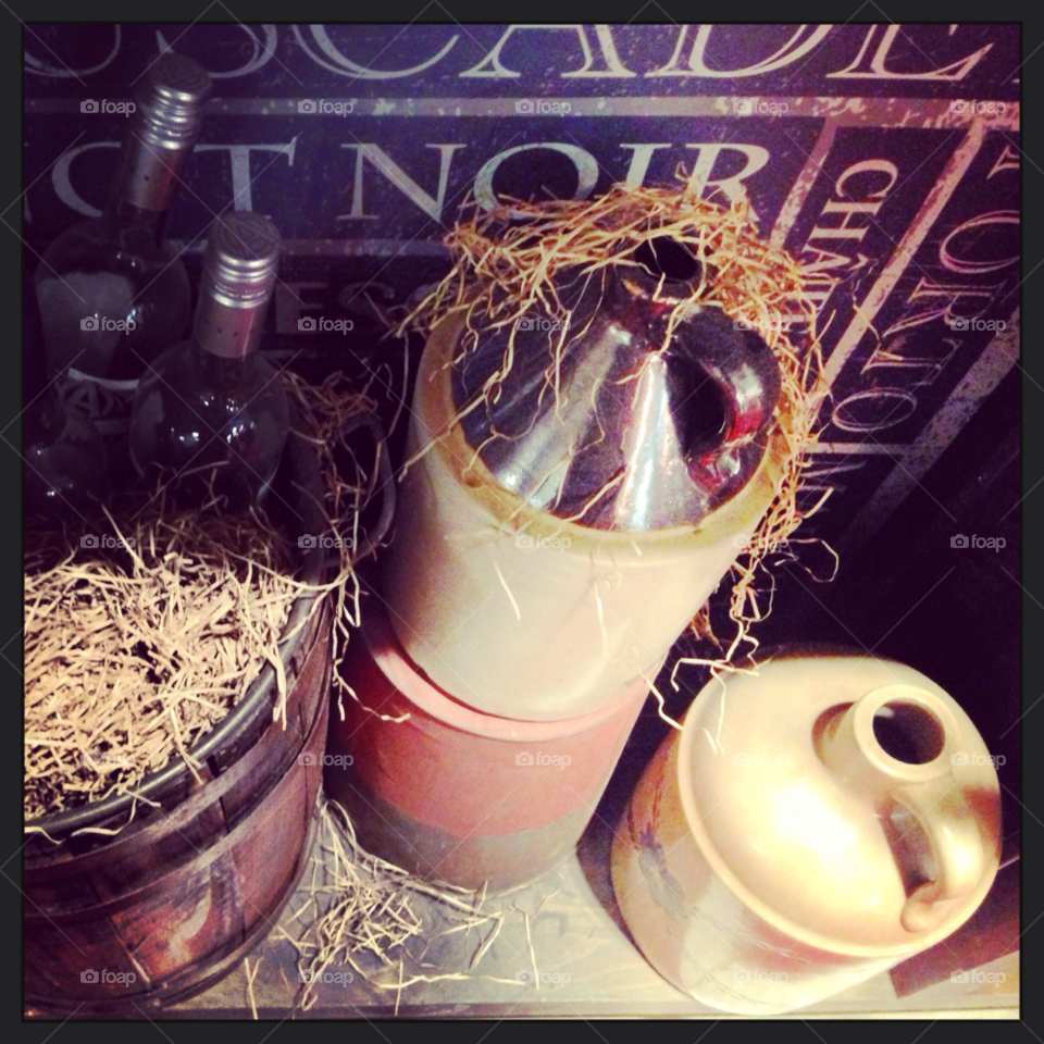 wine old straw vase by byg