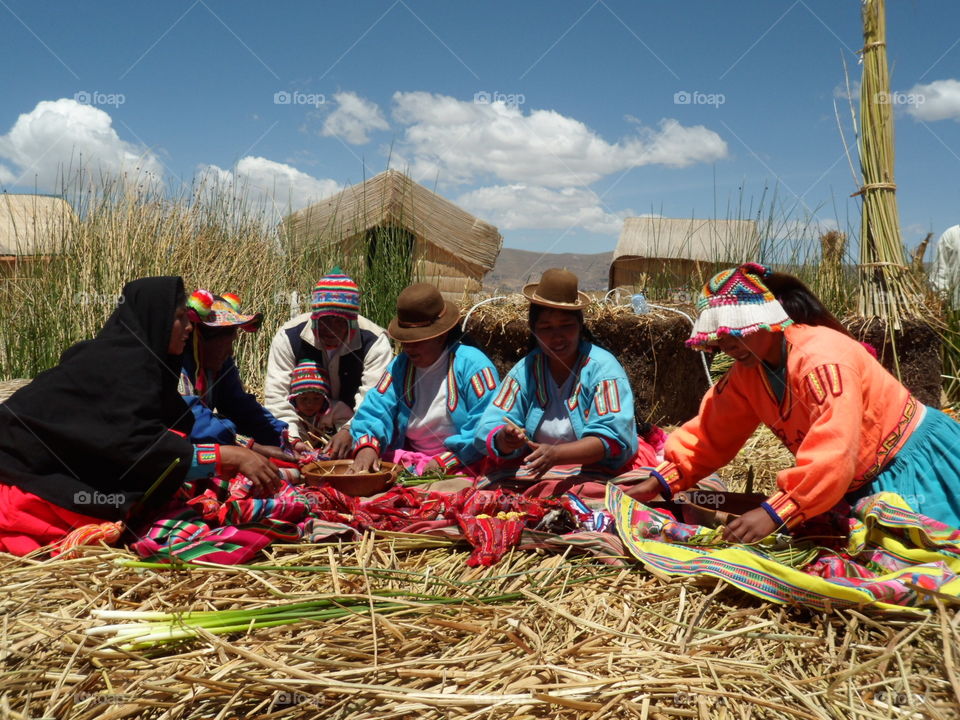 peruvian group at Isla de Uros
