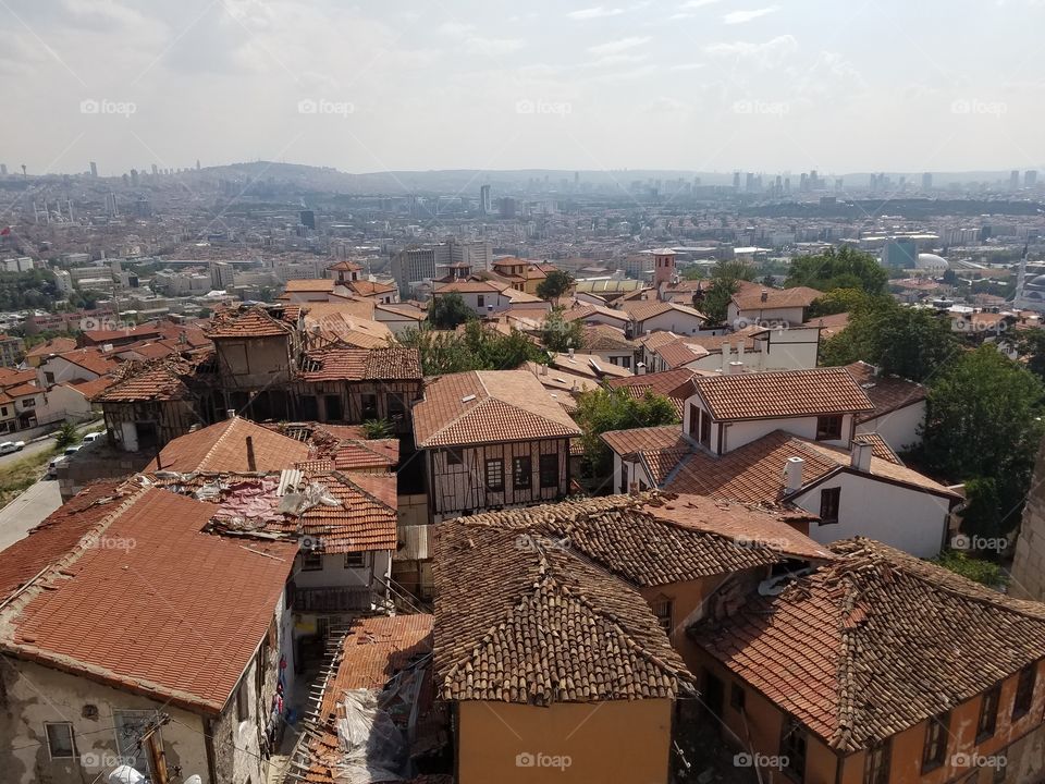 a view from the top of Ankara castle in Turkey