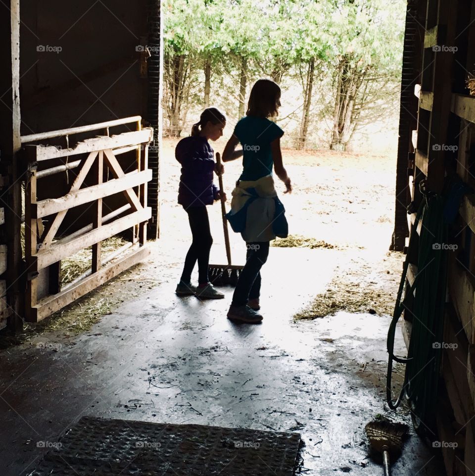 Cleaning the barn