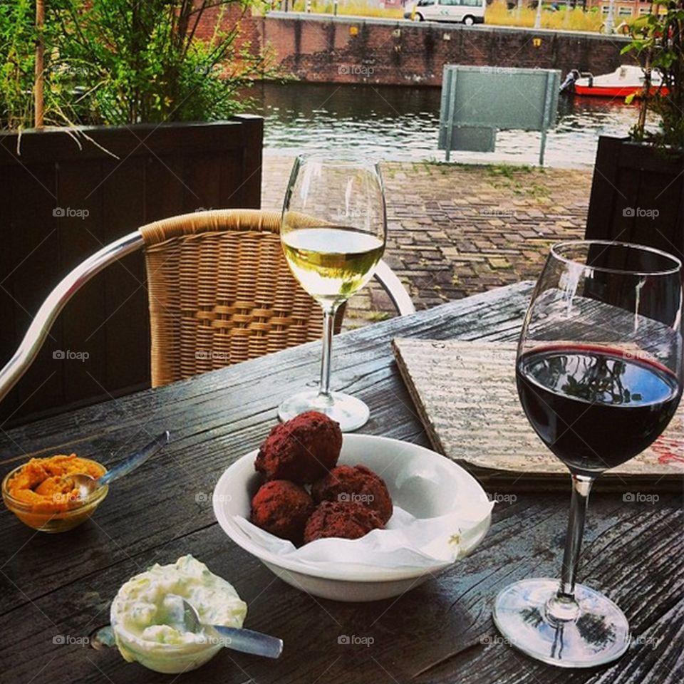 Drinking wine in Amsterdam