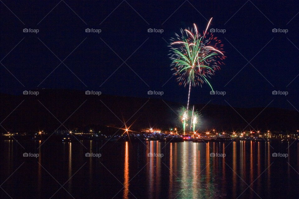 Bar Harbor fireworks from Sheep Porcupine Island in Frenchman Bay Maine