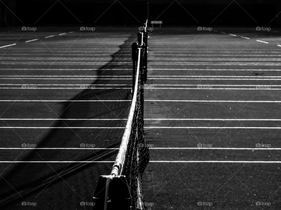 Tennis courts in black and white 