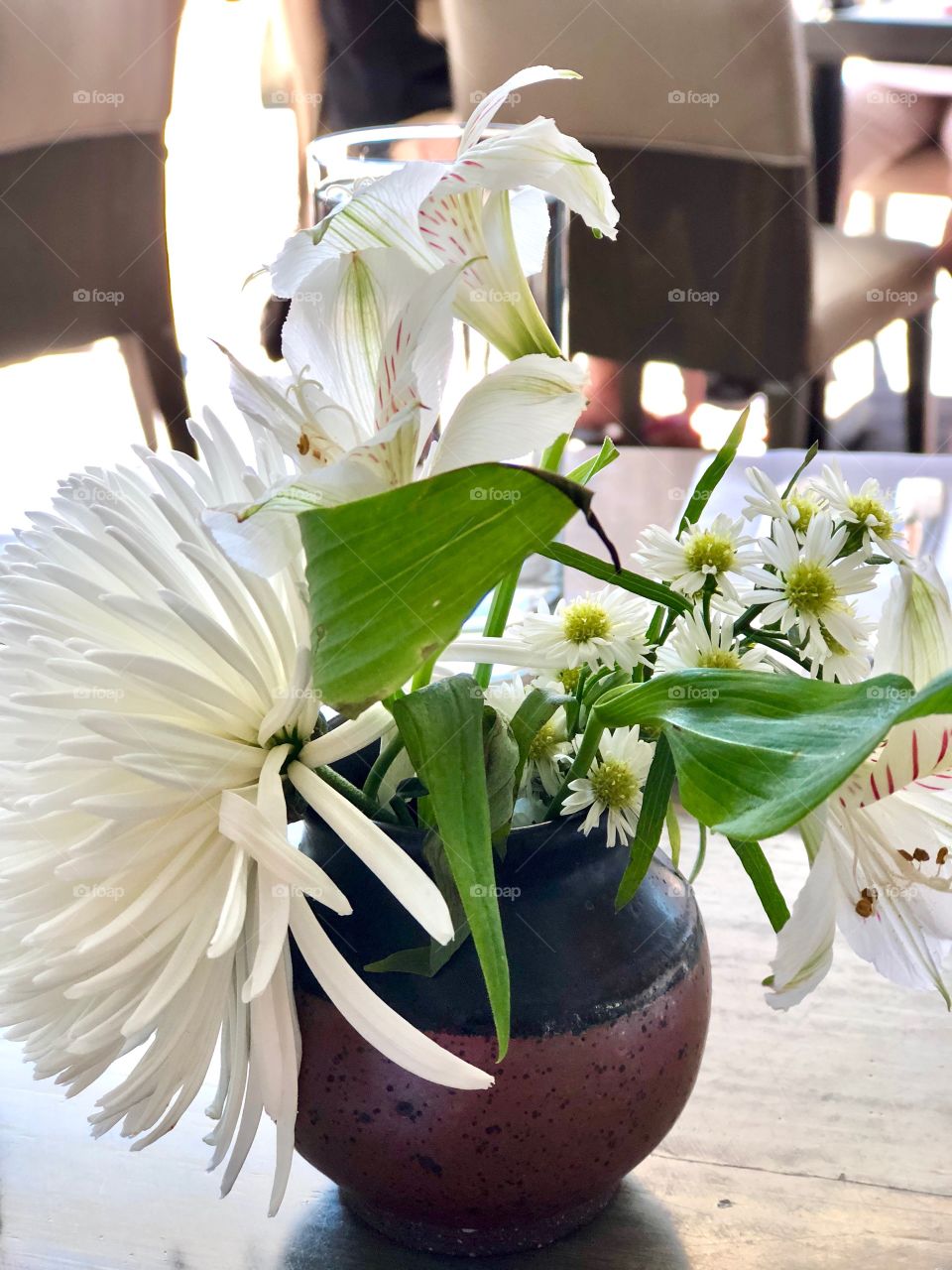 Flowers on table as setting 