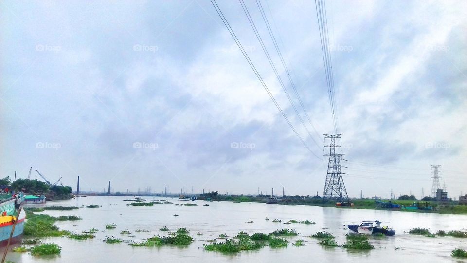 The Turag River at Aminbazar Gabtoli in Dhaka, Bangladesh.