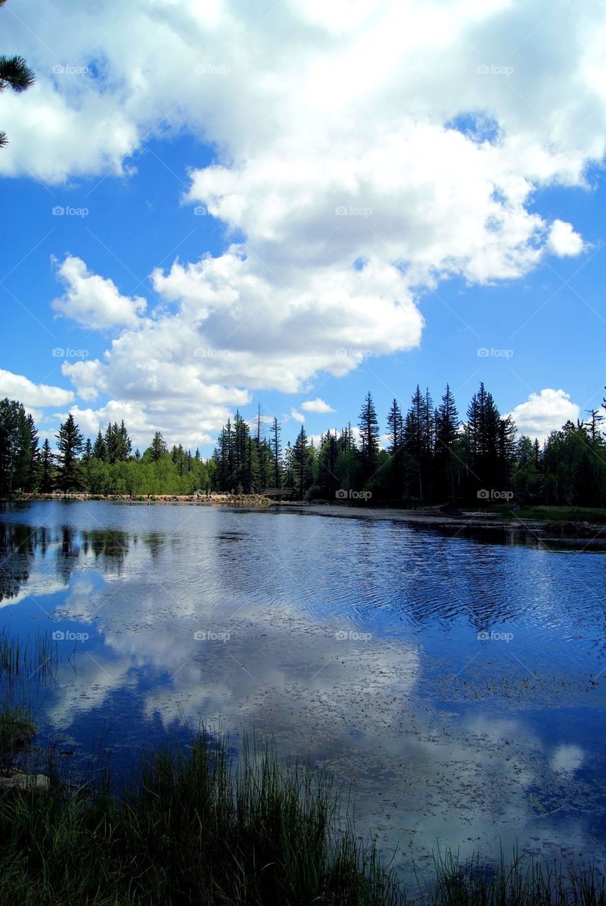 Reflection of sky and clouds in lake