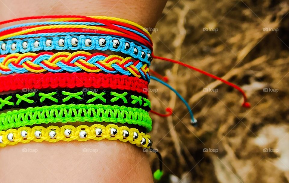 Hand-braided colorful bracelets