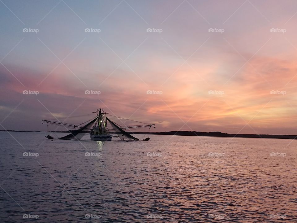 sunset shrimp boat in SC