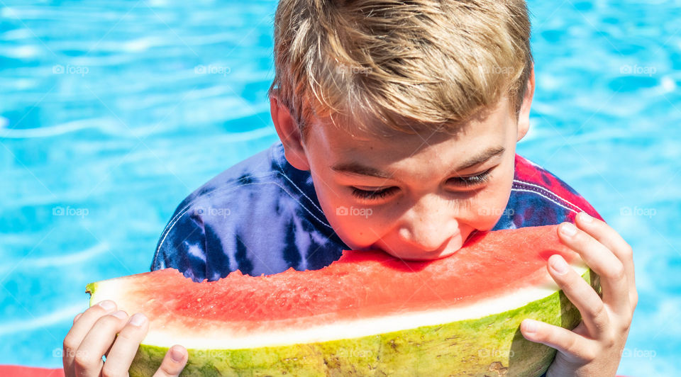 Watermelon is his favorite thing to eat