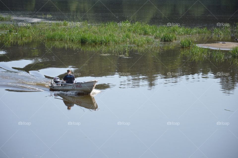 motor boat on river