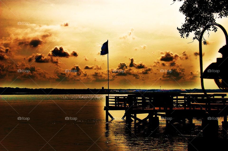 Fishing dock at sunset