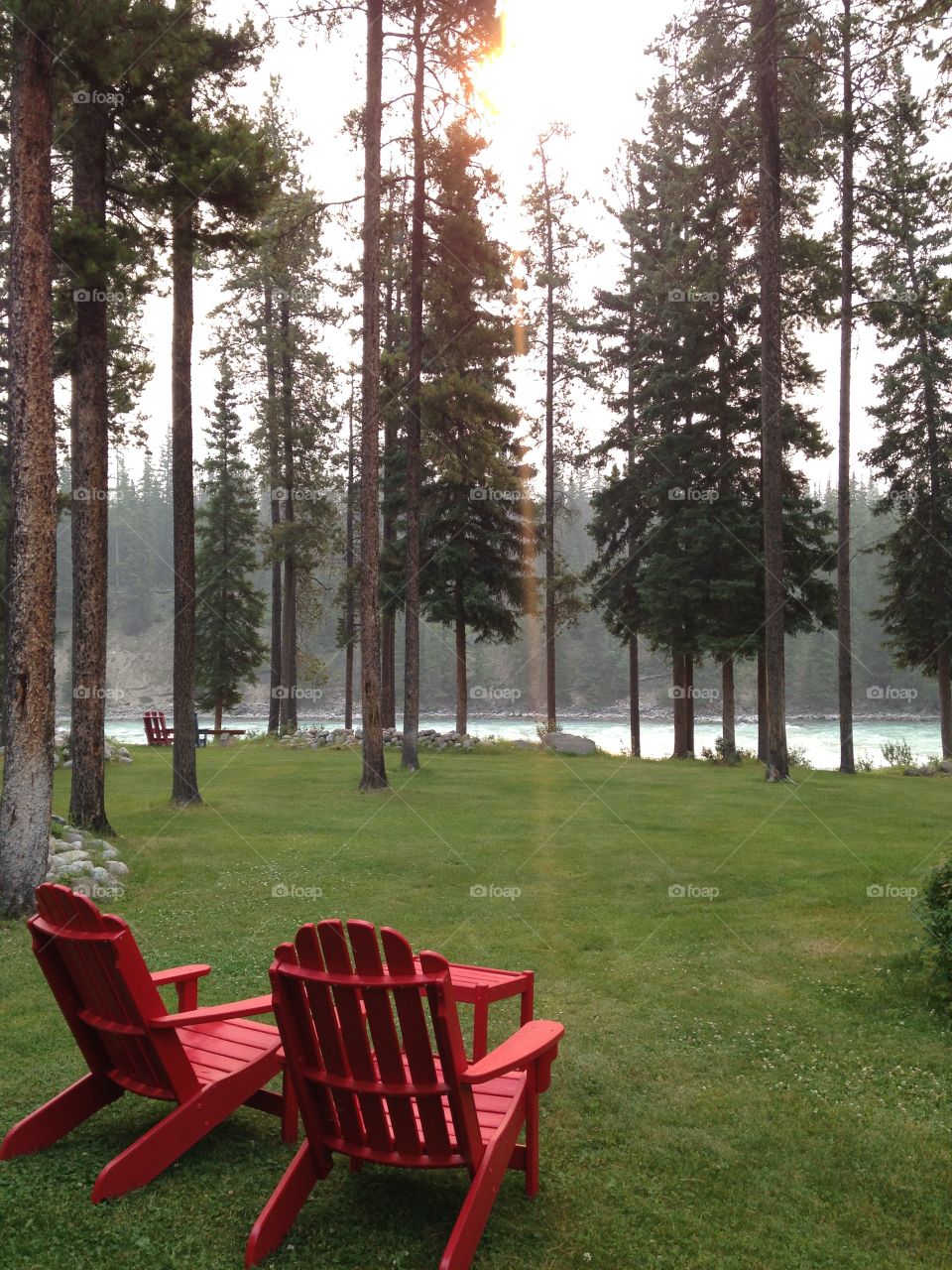 Chairs overlooking river