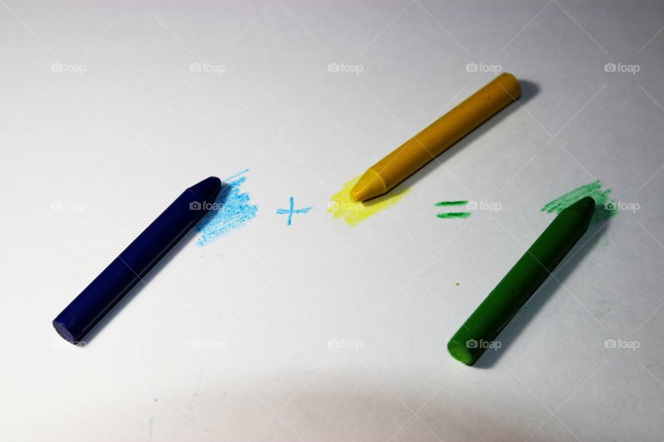 Color Mixing. Blue and Yellow is Green