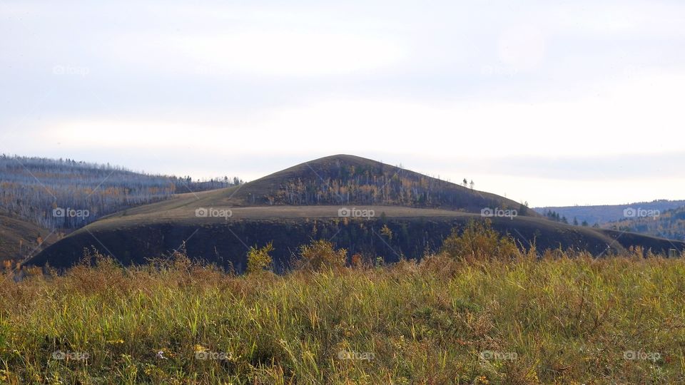 Transbaikalian hills. Indigenous banks or slopes of the Ingoda river valley in the lower reaches.
