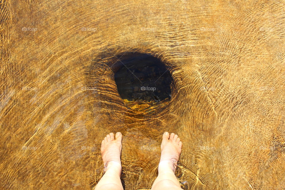 A circular shape made by water in the river