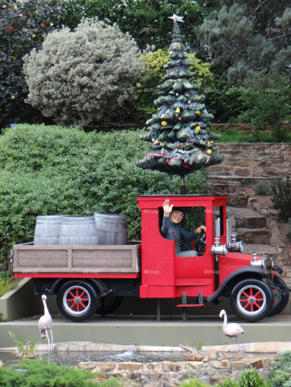 driver waving red christmas by kshapley