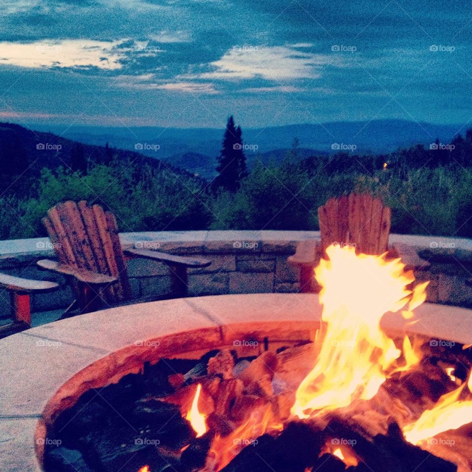 Fire pit in the mountains 