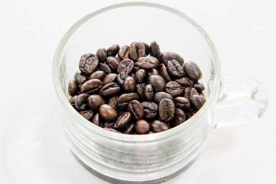 clear cup coffeebeans