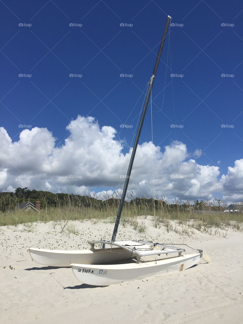 Beached sailboat. 