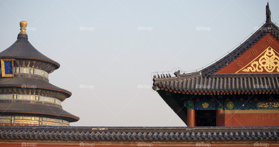 Asia, China, Beijing, Chinese Temple, temple of haven rooftop