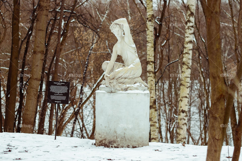 sculpture in winter park in Moscow Russia