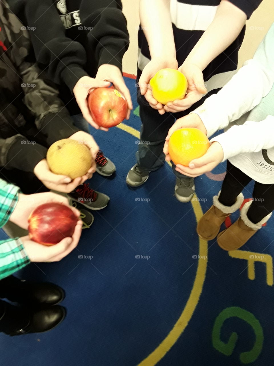 children hands with there fruit