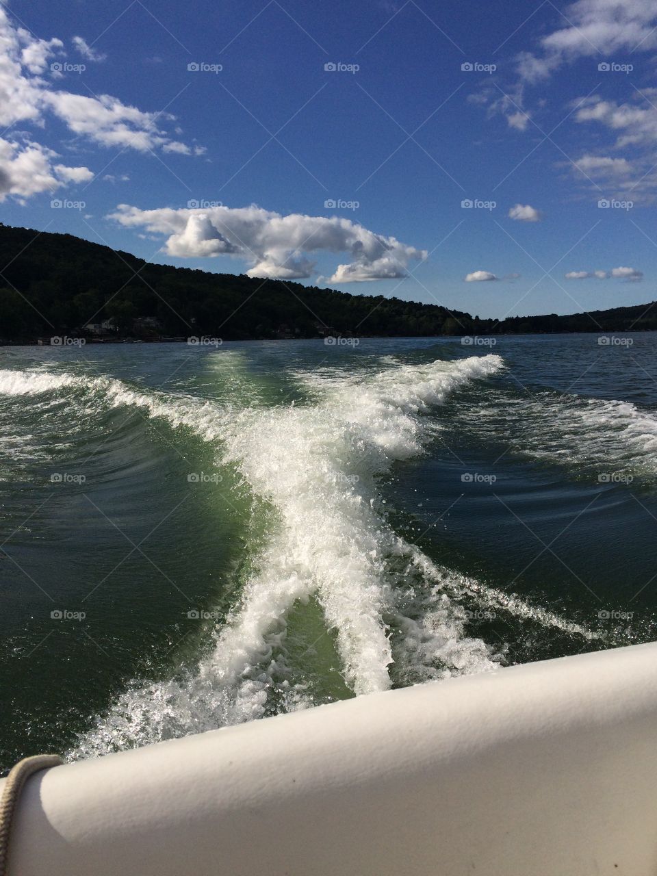 Speed boat in motion at sea