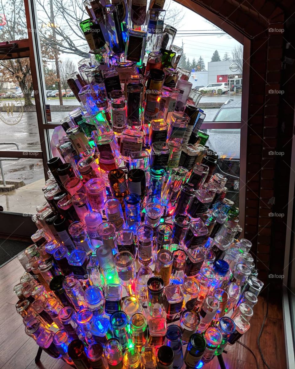 Liquor bottle Christmas tree