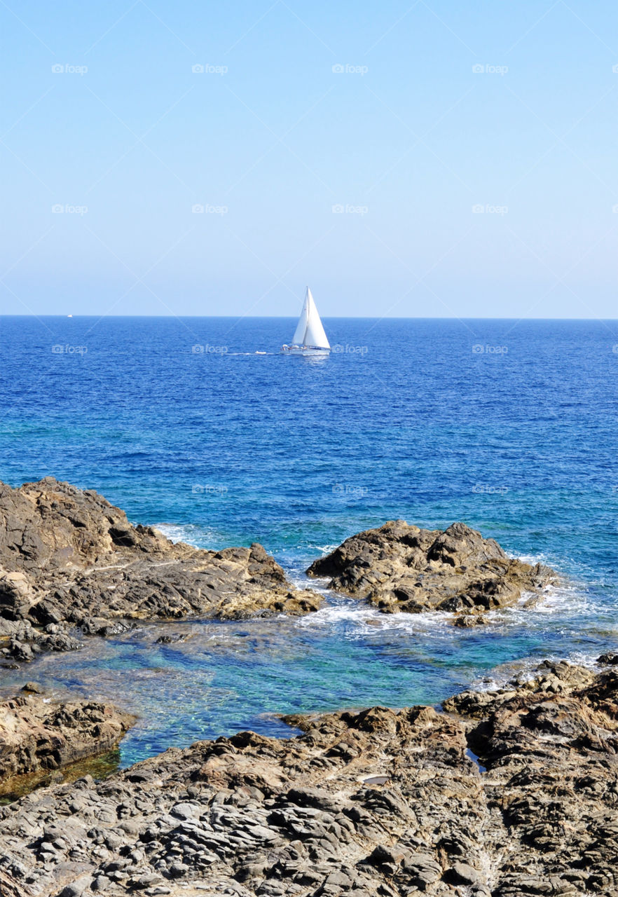 White sail yacht 