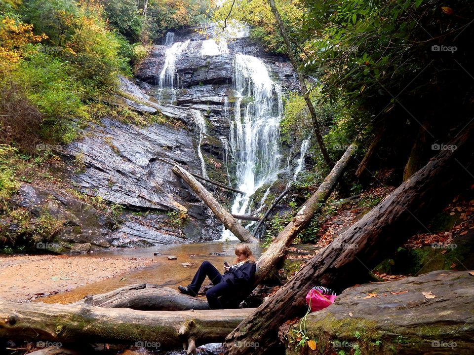 relaxing at King creek waterfall