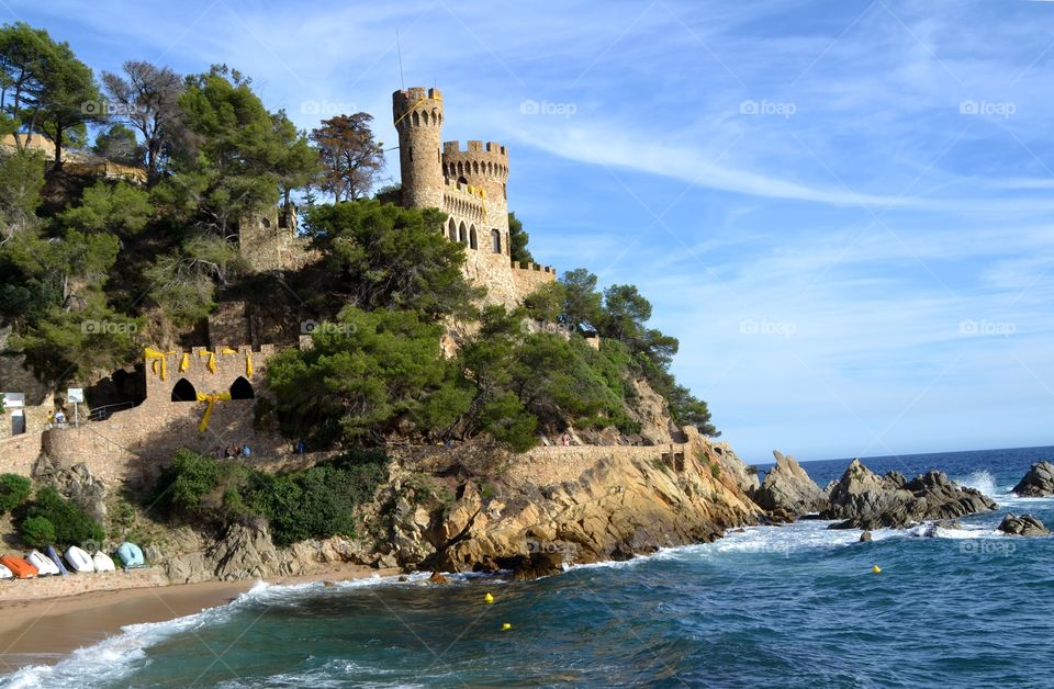 Castle in Lloret de Mar beach in Girona, Spain