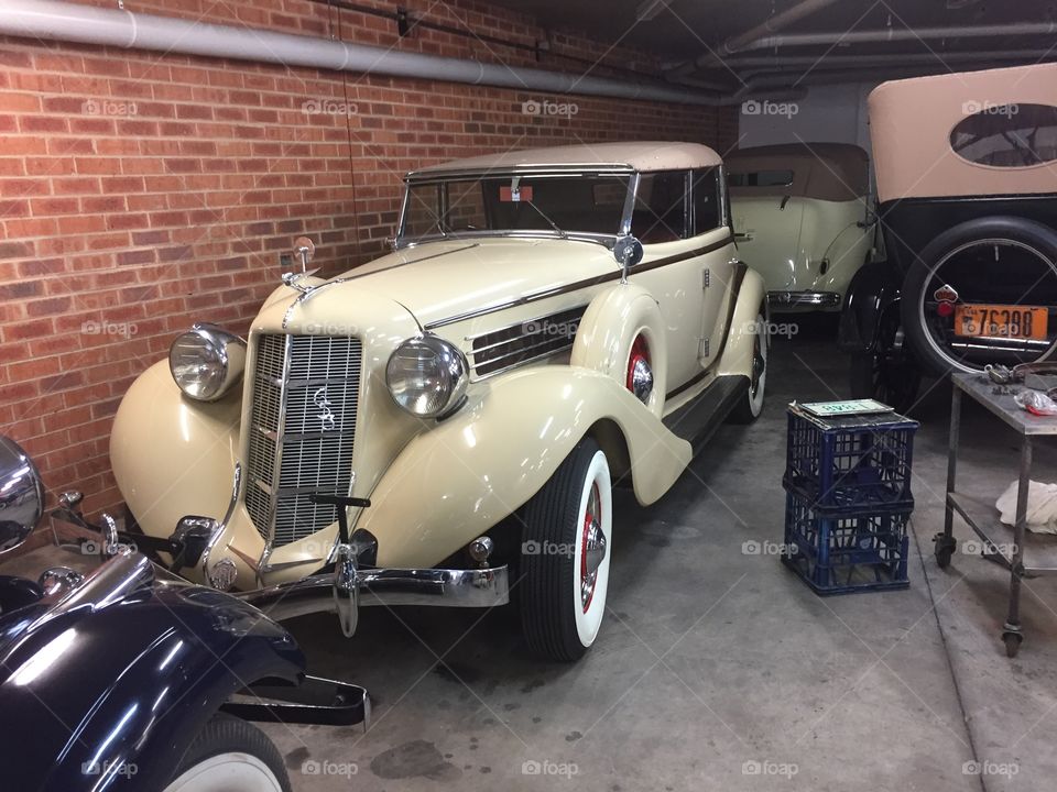 Vintage car in the garage