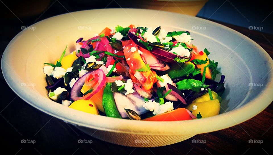 Red rice mango avocado salad