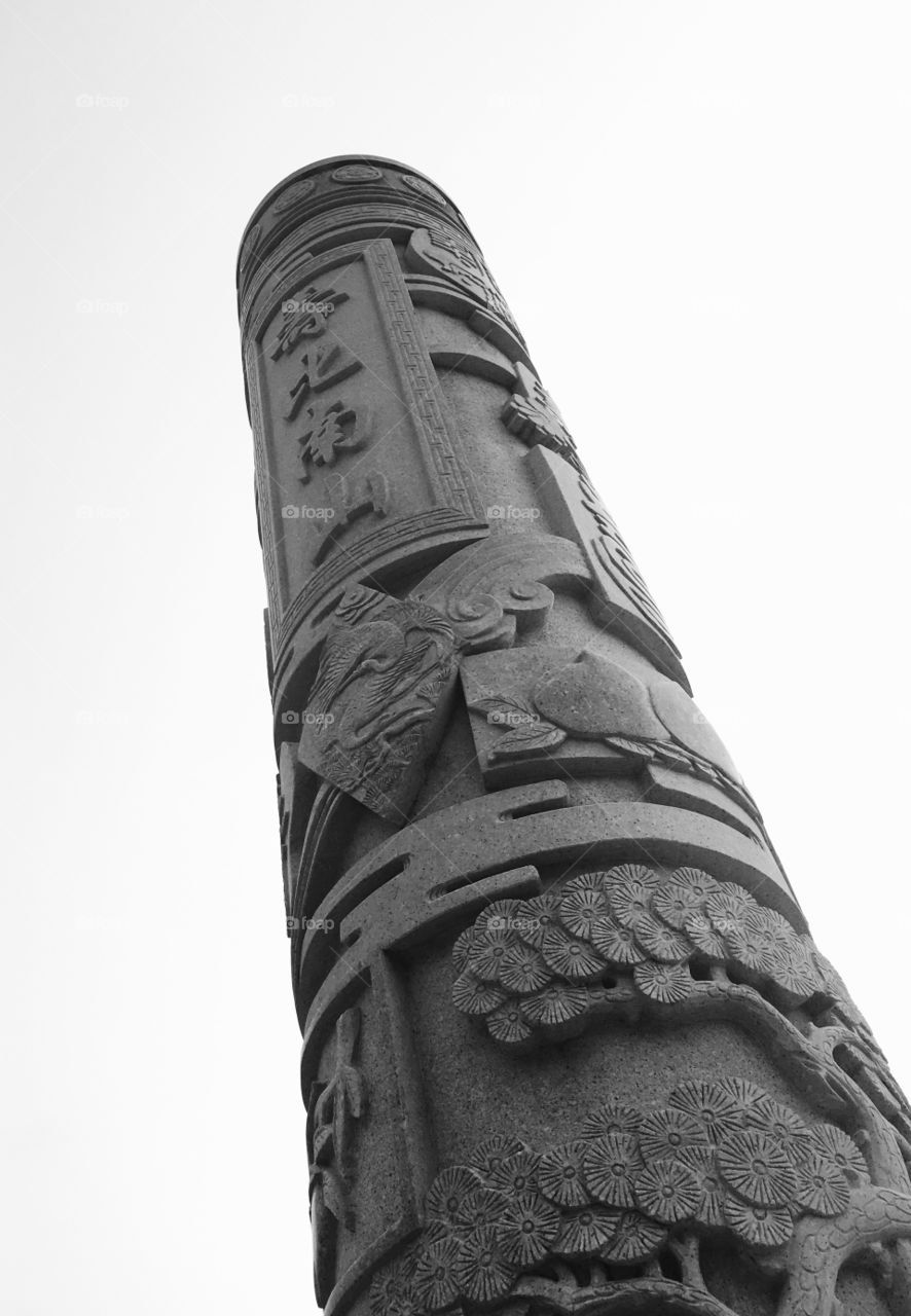 Carved Pillars at Yangtia Mountain in Shenzhen, China