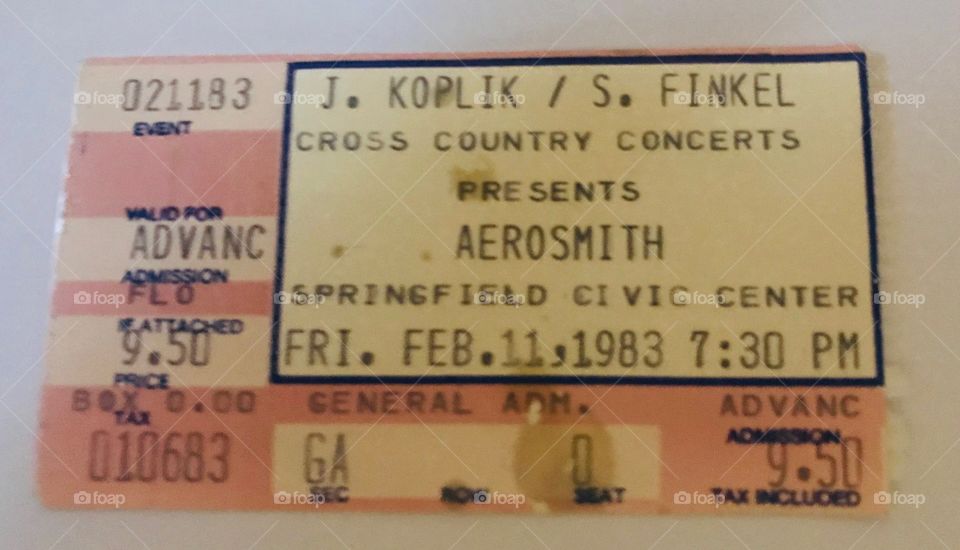 Aerosmith Concert Ticket 2-11-1983