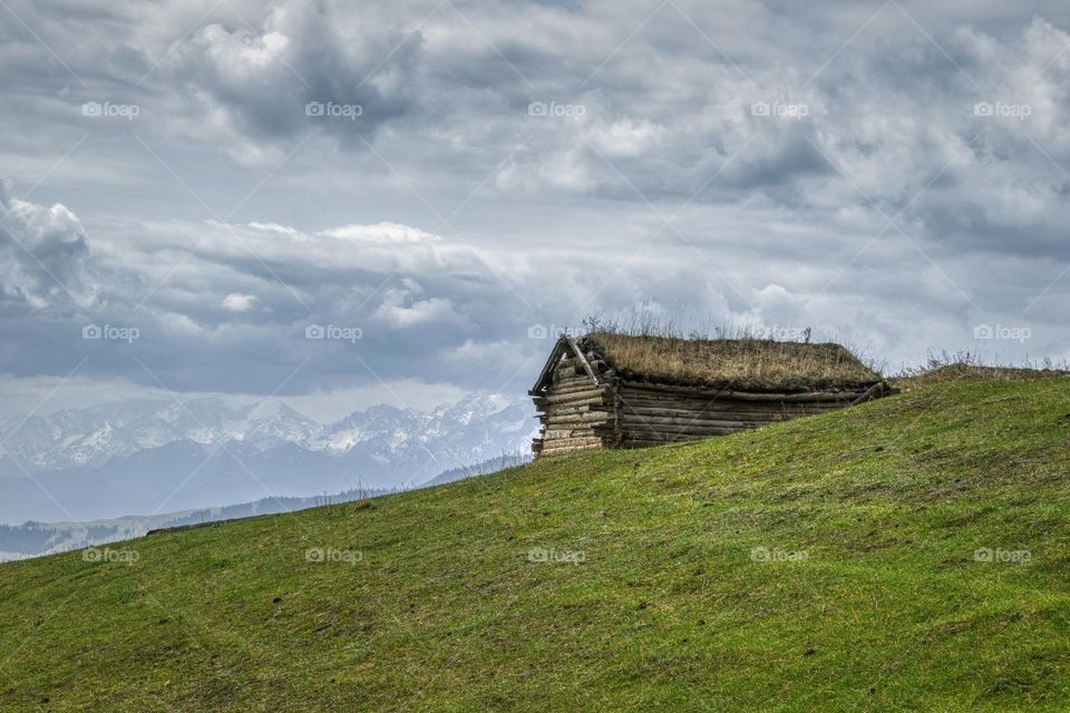 cloud and hut