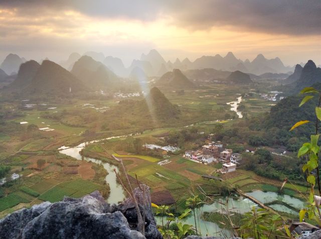 Guilin magic sunset mountains