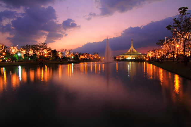 sunset in public park. Sounluang RAMA IX in Thailand