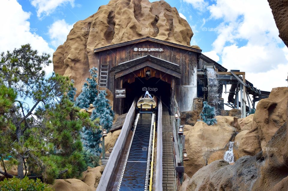 Going up slowly on a roller coaster ride