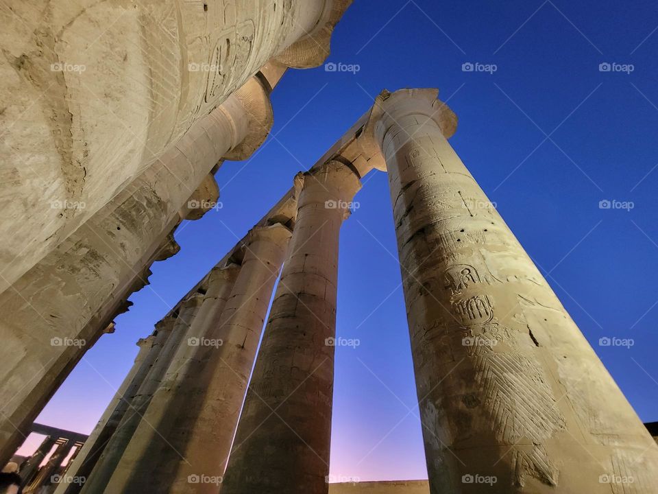 Night Cloudless sky, columns at Luxor Temple Luxor Egypt