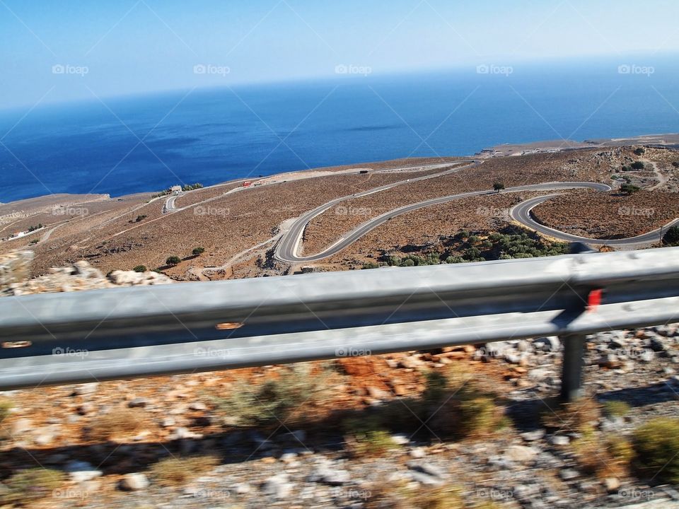 Discovering Crete. Serpentine road through the mountains 