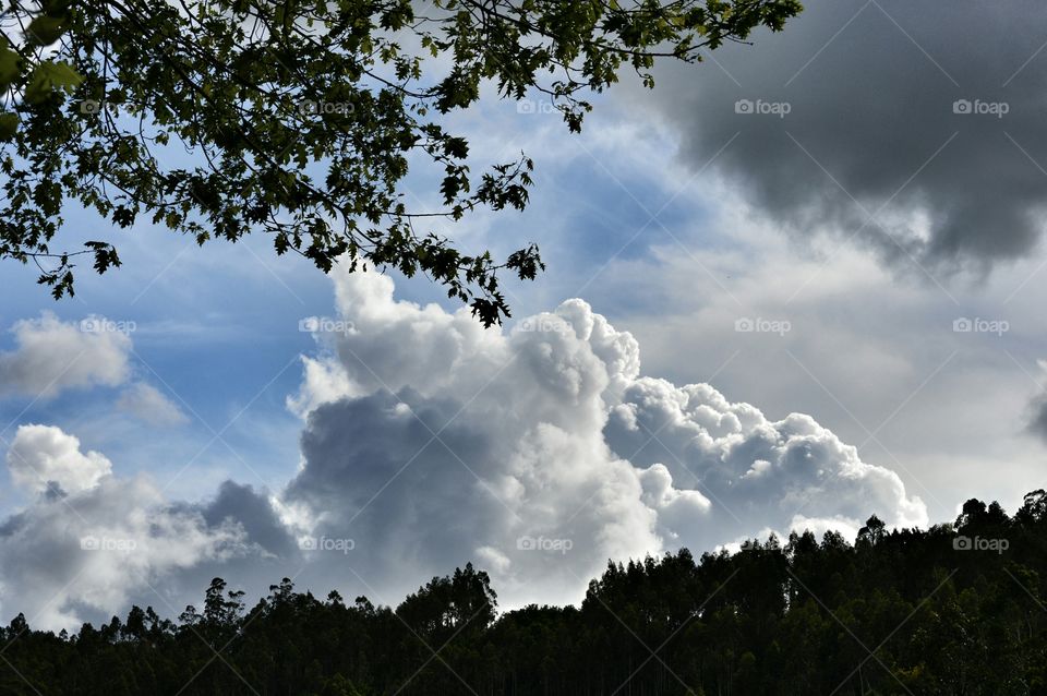 Storm on its way. Storm clouds gathering in the evening. Teo, Galicia.