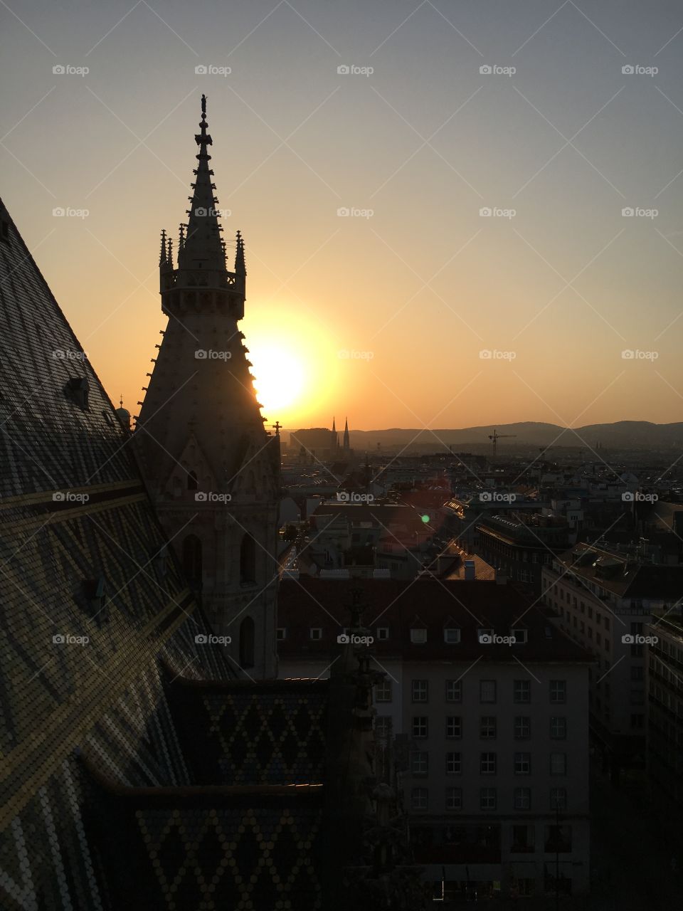 Sunset from St. Stephan’s Dome in Vienna 