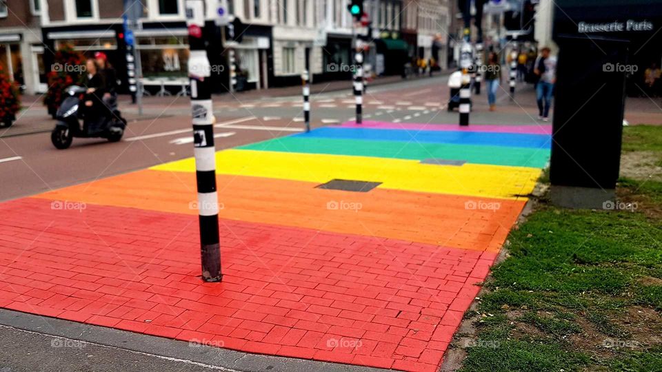 Rainbow street in Haarlem