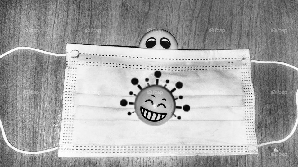 Corona awareness mask with smile face