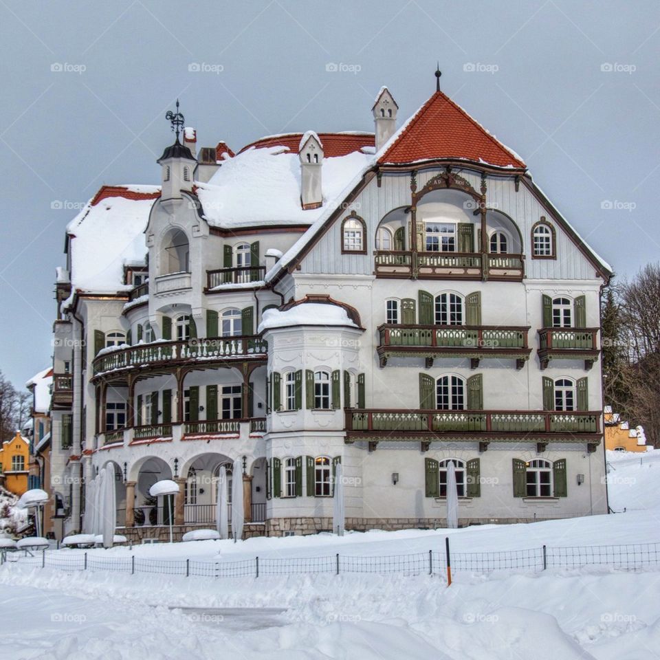 German architecture and snow