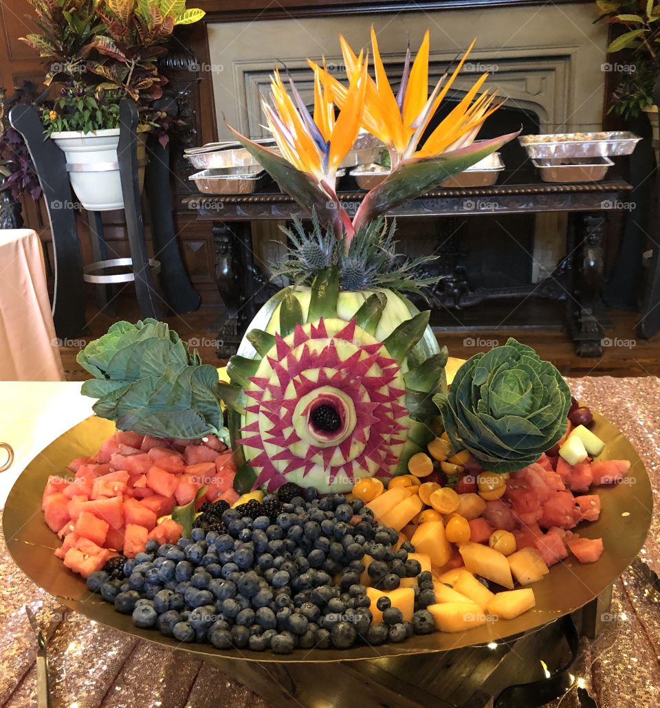 Beautiful Fruit Platter With Carved Watermelon 